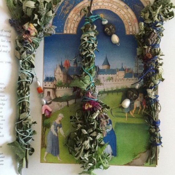 Small Moon Wand with charm and handpainted tag- Moon themed mint and lavender - Picture 3 of 3